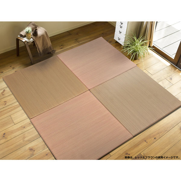 萩原 置き畳 四季（しき） レッド 約幅82×奥行82×厚さ1.7cm 1枚