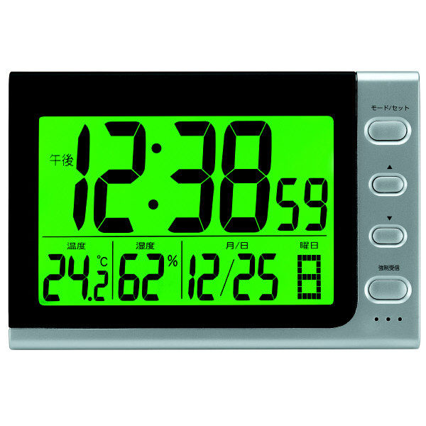 ADESSO（アデッソ）電波時計 置き時計 [電波 アラーム 温湿度 カレンダー] 120×175×50mm NA-816 1個