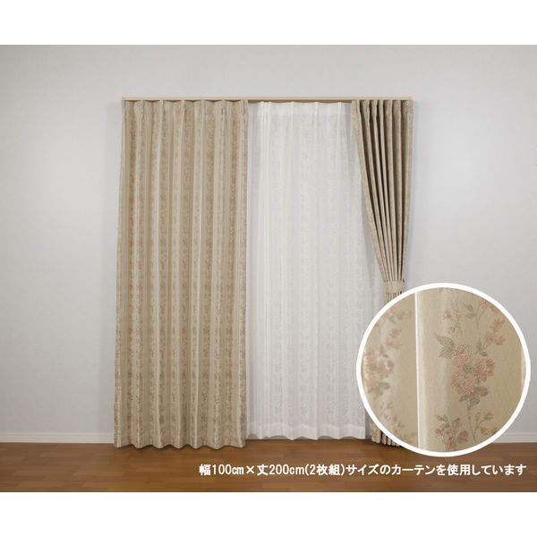ユニベール エレンシア ローズ 厚地カーテン 幅150×高さ200cm 1枚