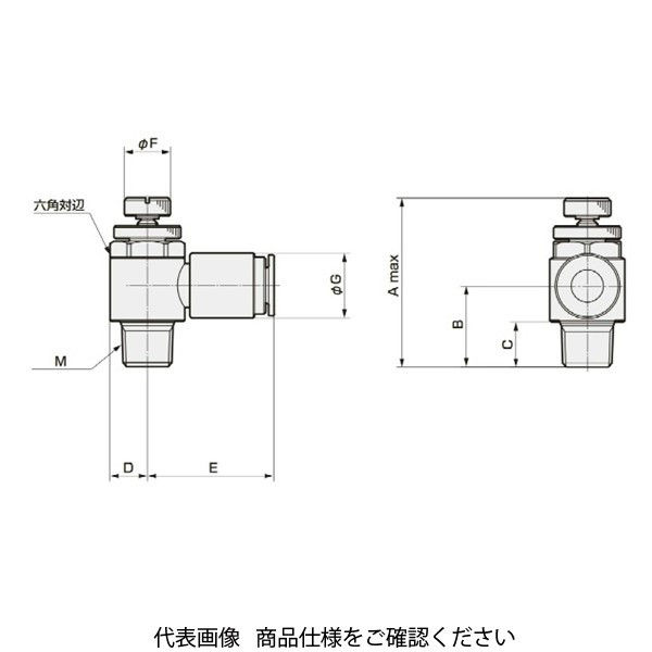 CKD スピードコントローラ エルボタイプ・ワンタッチ継手付 SC3W S SC3W-15-10-P4 1個（直送品）