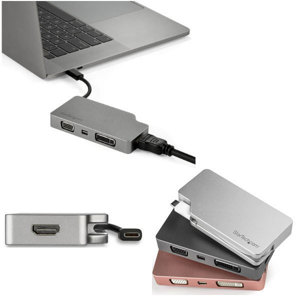 Startech.com USB-C専用マルチポート変換アダプタ スペースグレー VGA