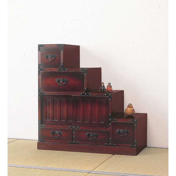 軒先渡し】関家具 民芸調 階段箪笥 右下がり 奥行345×幅670×高さ700mm