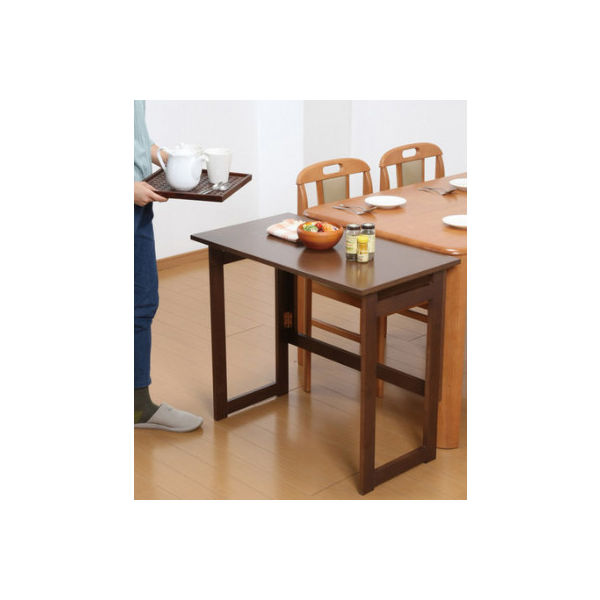 ファミリー・ライフ 木製折りたたみテーブル高さ55cm ナチュラル 幅800×奥行450×高さ550mm 0351420 1台（直送品） - アスクル