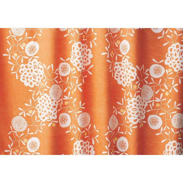 デザインライフ 遮光カーテン ハナカザリ オレンジ 幅1000×長さ1780mm