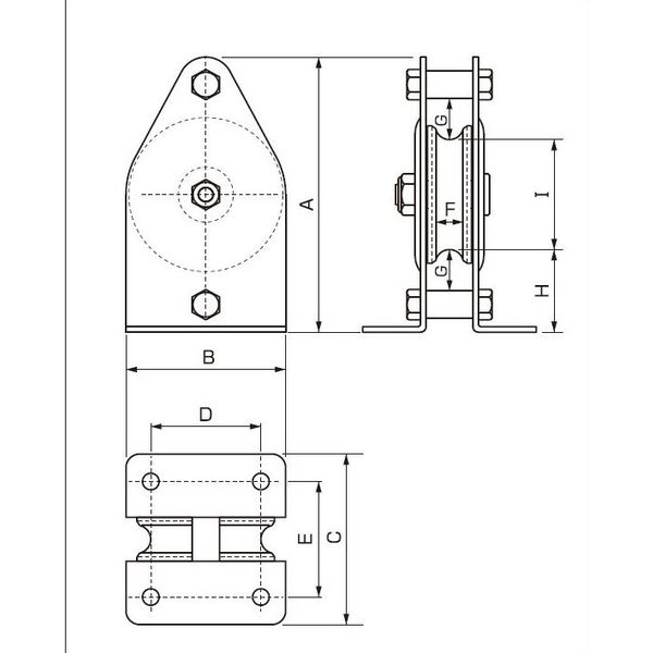 エスコ 75mm/250kg 縦型固定滑車(1車/メタル) EA987HS-14 1個（直送品