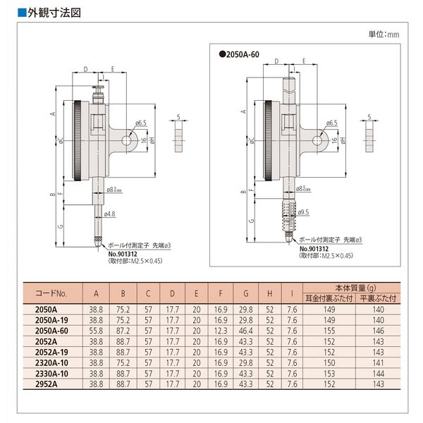 ミツトヨ ダイヤルゲージ 2052AB 1個（直送品） - アスクル