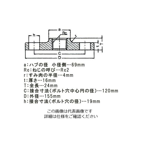 エスコ（esco） Rc 2 ” ねじ込みフランジ（ステンレス製） 1個 EA469AK