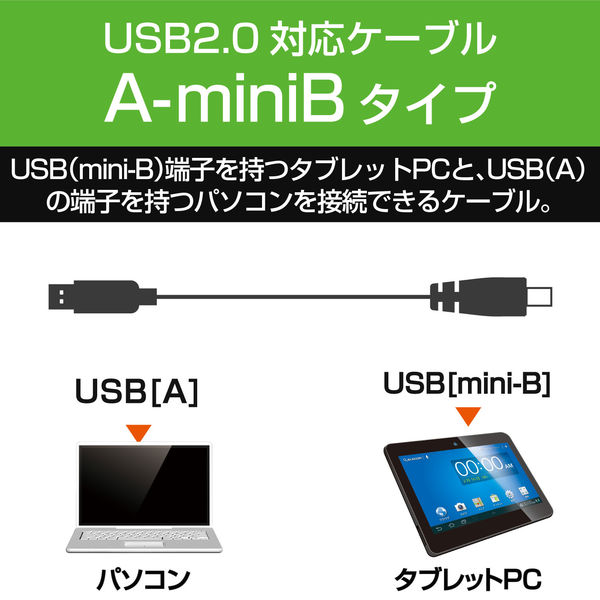 エレコム タブレットPC用USB2.0ケーブル USB（A）オス-USB（Mini-B