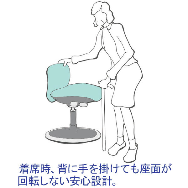 オカムラ 患者チェア 肘付 背付 グレー脚 回転ロックタイプ