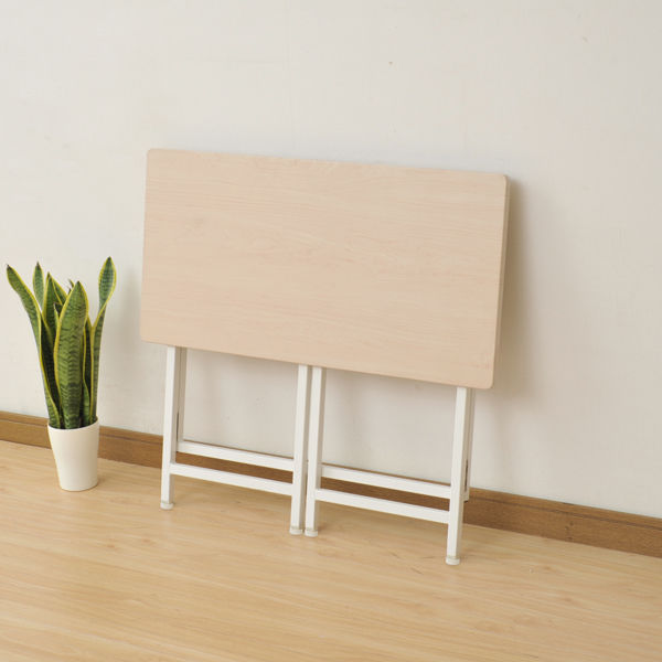 YAMAZEN（山善） パタパタデスク 平机 引出し無し ナチュラルメイプル