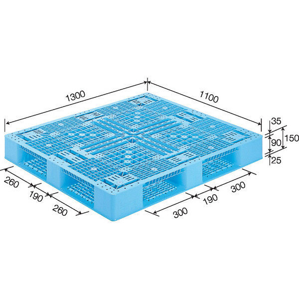 プラスチックパレット サンコー D4-1114-2 1400X1100X150mm 青