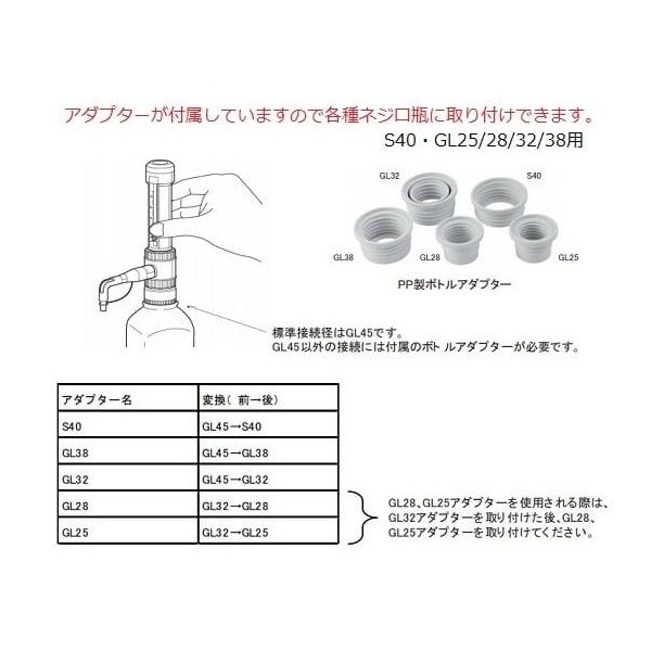 アズワン ボトルトップディスペンサー 2.5-25mL 1個 2-3828-03