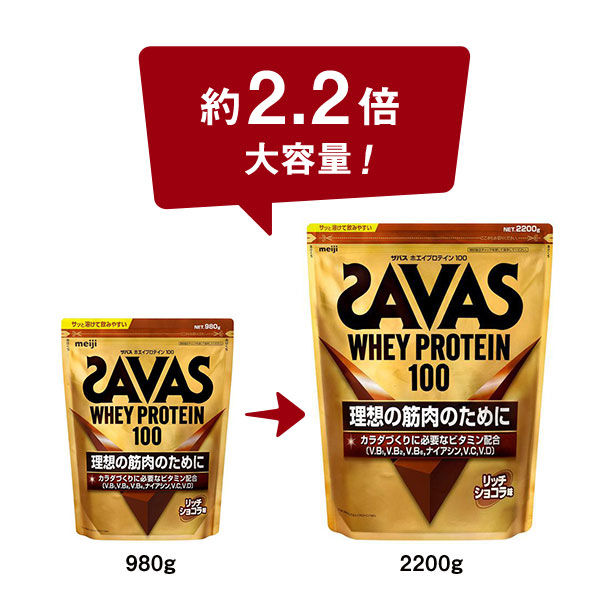 プロテイン ザバス(SAVAS) ホエイプロテイン100 リッチショコラ 2200g ...