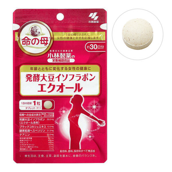 小林製薬の栄養補助食品 発酵大豆イソフラボンエクオール 約30日分 30粒 ×3袋 イソフラボン - アスクル