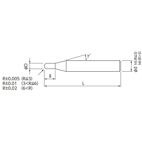 日進工具 無限コーティング 2枚刃ボールエンドミル MSB230 R1.6（D6） 1個（直送品） - アスクル