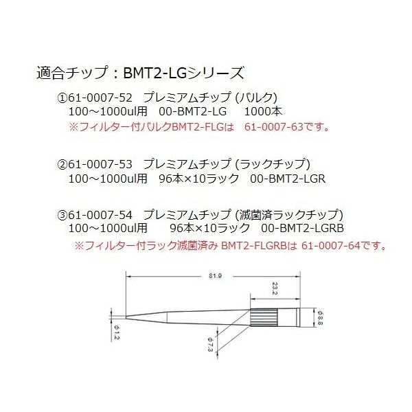 ニチリョーLe（Leシリーズ） （100～1000 μL） メーカー検定N-A