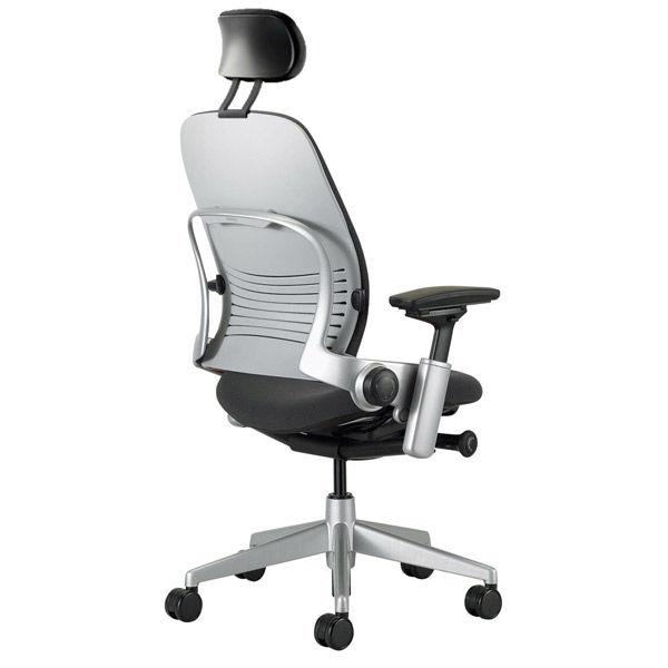 軒先渡し】くろがね工作所 Steelcase リープチェア APモデル ヘッドレスト付 プラチナ×ブラック 1脚（直送品） - アスクル