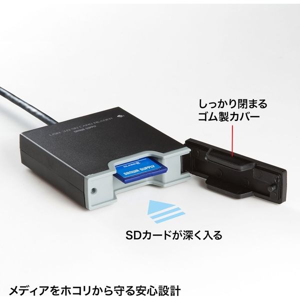 サンワサプライ USB3.2 Gen1 SDカードリーダー ADR-3SDUBKN 1個 - アスクル