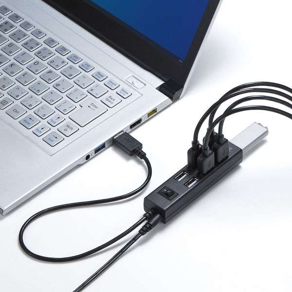 サンワサプライ USB2.0ハブ(7ポート・ブラック) USB-2H702BKN 1