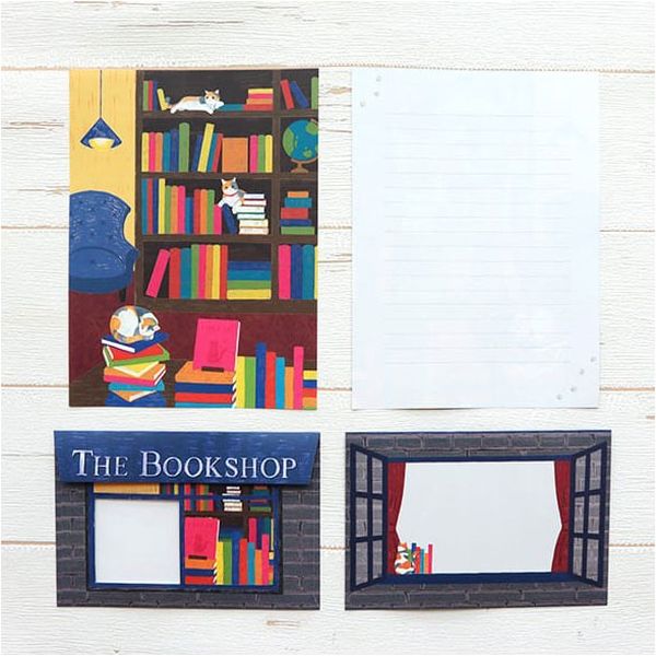 包む レターセット 本屋さん TL043 1セット(3冊)（直送品） - アスクル