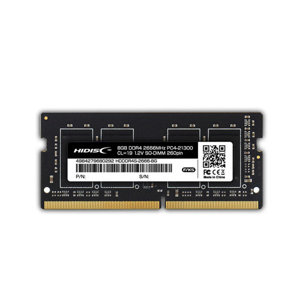 磁気研究所 DDR4 2666 PC4-21300 ノートPC用メモリ8GB SODIMM HDDDR4S-2666-8G 1個（直送品） - アスクル