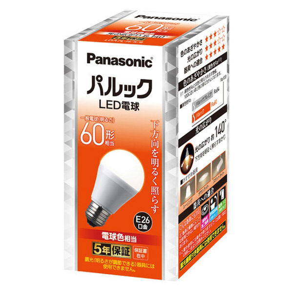 パナソニック パルックLED電球 60形 電球色 下方向 E26口金 LDA7LHS6 1