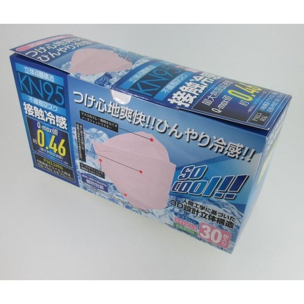 2022接触冷感KN95 立体4層構造不織布マスク30枚入り ライトピンク 60109 1セット(600枚:30枚入×20個) トレードワン（直送品）  - アスクル