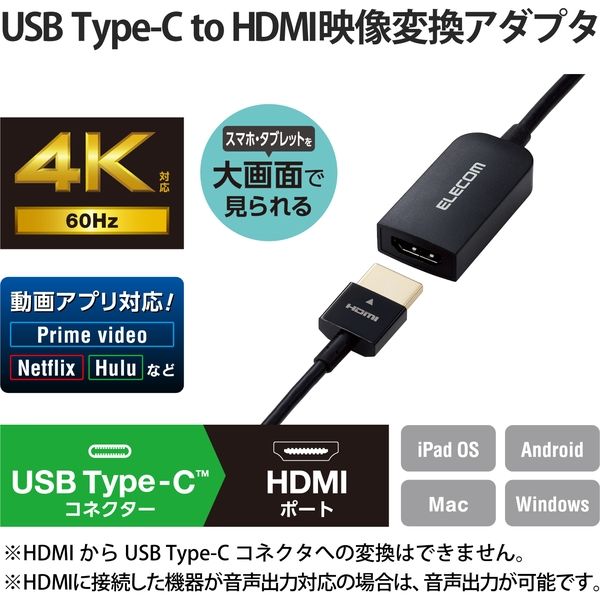 変換ケーブル USB Type-C to HDMI 0.15m ミラーリング対応 MPA