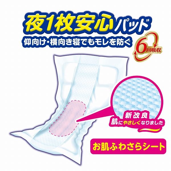 アテント 大人用おむつ 夜1枚安心パッド 6回 96枚:（3パック×32枚入