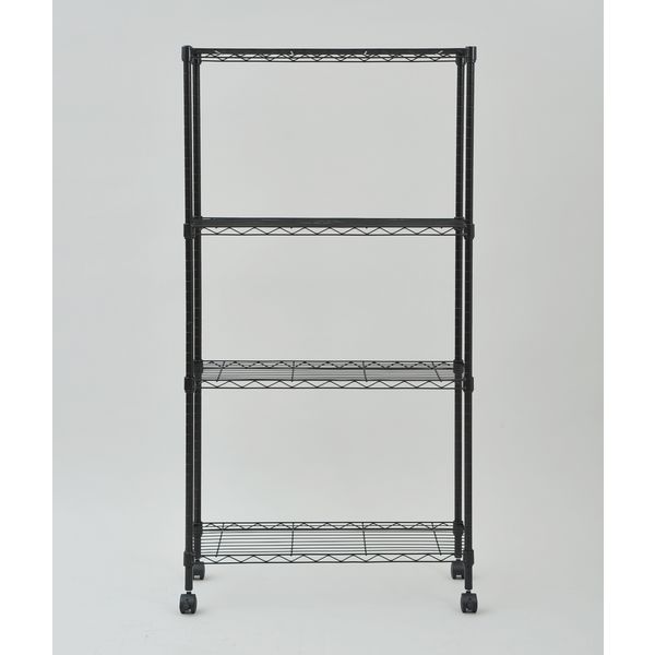 奥山 YAMAZEN メタルシェルフ4段 幅700×奥行300×高さ1400mm ブラック （直送