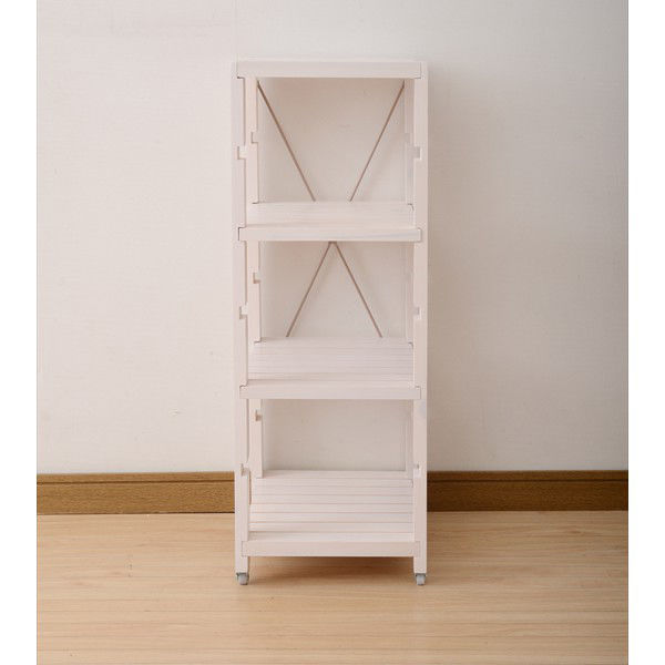 YAMAZEN すきま収納 キッチンラック 幅300×奥行400×高さ850mm ホワイト