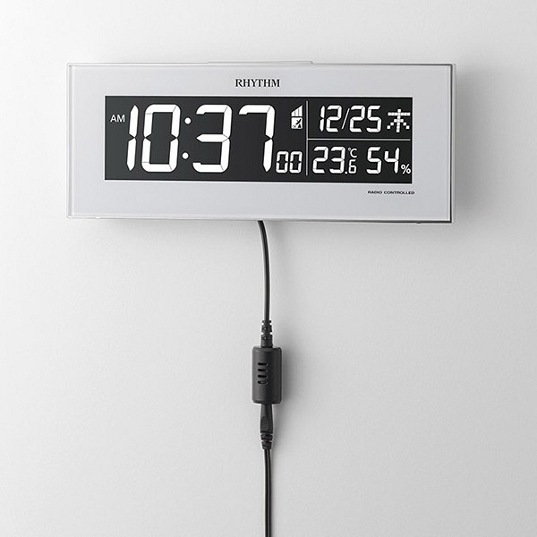 目覚まし時計 電波時計 グラデーションLED表示 イロリア 白 リズム時計 ...