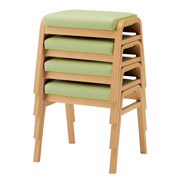 【2個セット】オカムラ　スツール オカムラ ピルエット スツール2脚セット〔木脚タイプ、ホワイト