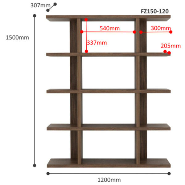 佐藤産業 フィズシェルフ 幅1200×高さ1500mm ブラウン FZ150 佐藤産業 フィズシェルフ 幅1200×高さ1500mm ブラウン FZ150