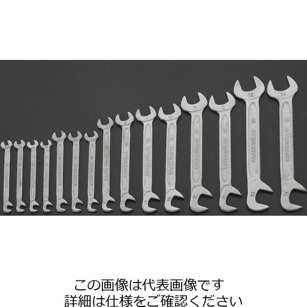 エスコ 15本組/3.2ー14mm 薄口スパナ(ダブルアングル) EA615A-1 1セット（直送品） - アスクル