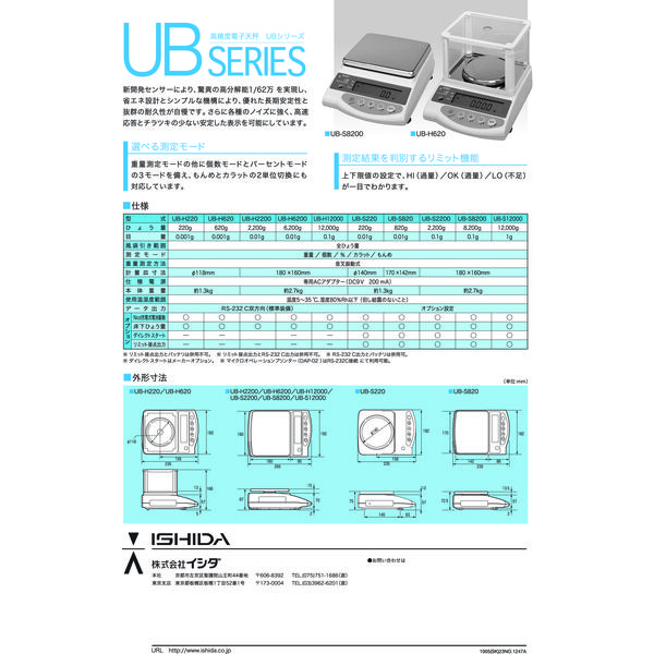 イシダ 音叉式電子天びん UBーH220 UB-H220 1台(1個)（直送品）