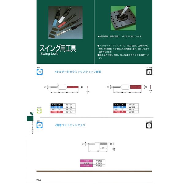 日本精密機械工作 ホルダー付セラミックスティック砥石 W1104 1個