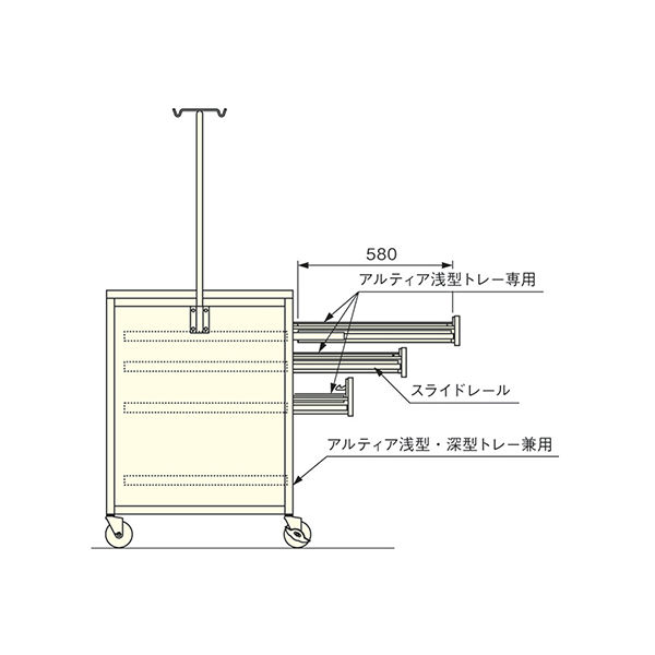 アズワン アルティア 点滴処置車 2列片引出し TS-NB1 1個 0-7922-21（直送品）