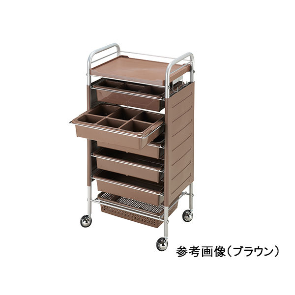 C-265 スタンダードワゴン ロット台　ブラウン　キャスター付き　｜　サロンワゴン　｜　メーカー直送品 納期要確認 / キャンセル・返品不可商品　｜　RB 西村製作所 仕切り付収納ワゴン(C265) ピンク 8-6637-03 1個（直送品