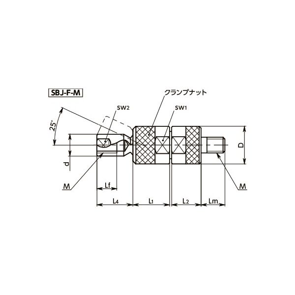 鍋屋バイテック(NBK) ねじ ボールジョイント SBJ-M10-F-M 1個