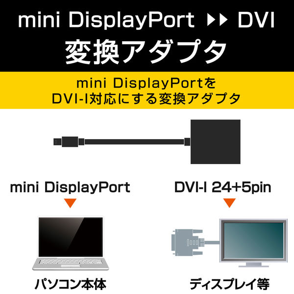 エレコム ｍｉｎｉＤｉｓｐｌａｙＰｏｒｔ変換アダプタ　ＤＶＩ　ブラック AD-MDPDVIBK 1個