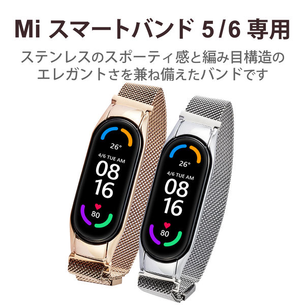 Xiaomi Mi Smart Band 6 / 5 交換ベルト シルバー SW-XI221BDSSMSV