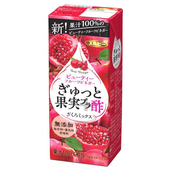エルビー ぎゅっと果実+酢 ざくろミックス 200ml 1セット（48本