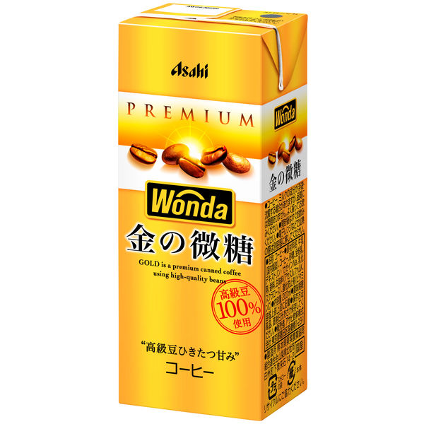 アサヒ飲料 WONDA（ワンダ）金の微糖 紙パック 200ml 1箱（24本入