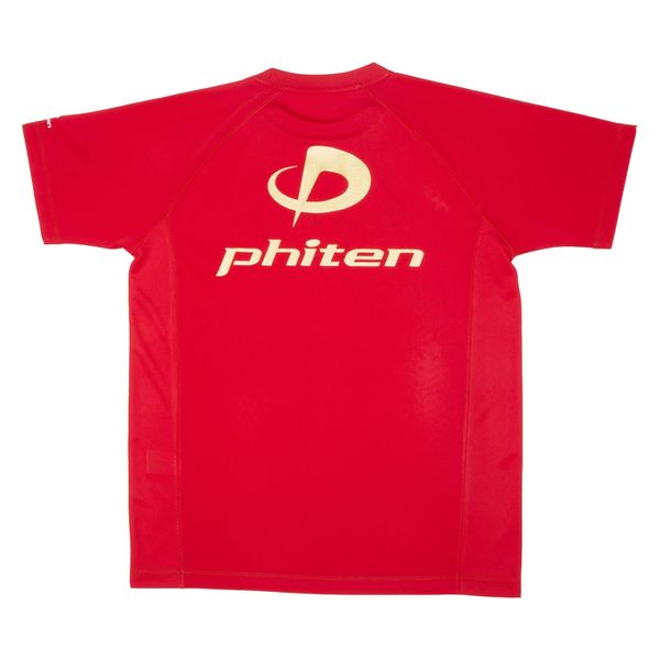 ファイテン(phiten) RAKUシャツSPORTS(SMOOTH DRY)半袖 レッド×金ロゴ