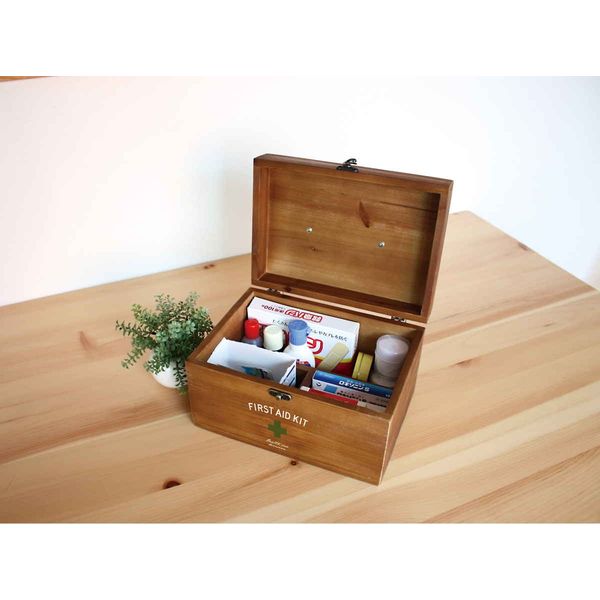 ケーアイジャパン 救急箱 収納ボックス Sサイズ 薬 木製