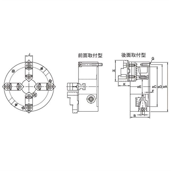 ファーステック 4爪生硬兼用スクロールチャック FT-PSK07 1台（直送品