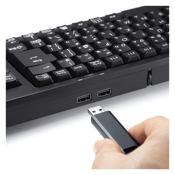 サンワサプライ USBハブ付コンパクトキーボード SKB-KG2UH2BK 1個 - アスクル