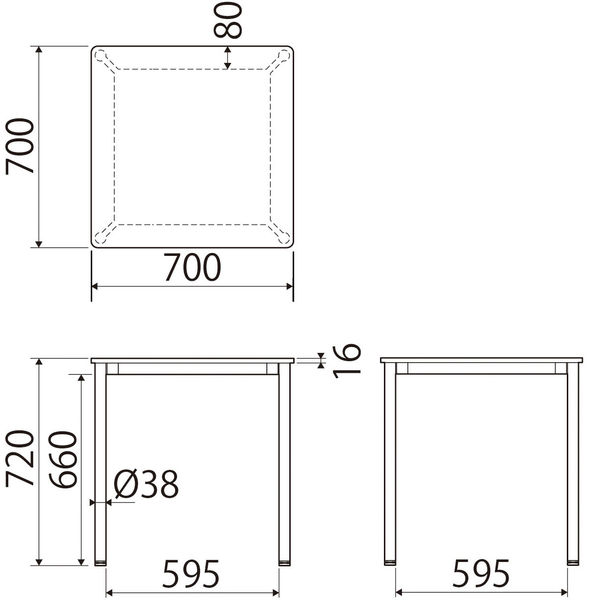 アスクル マルチワークテーブル 幅700×奥行700×高さ720mm ダークウッド 