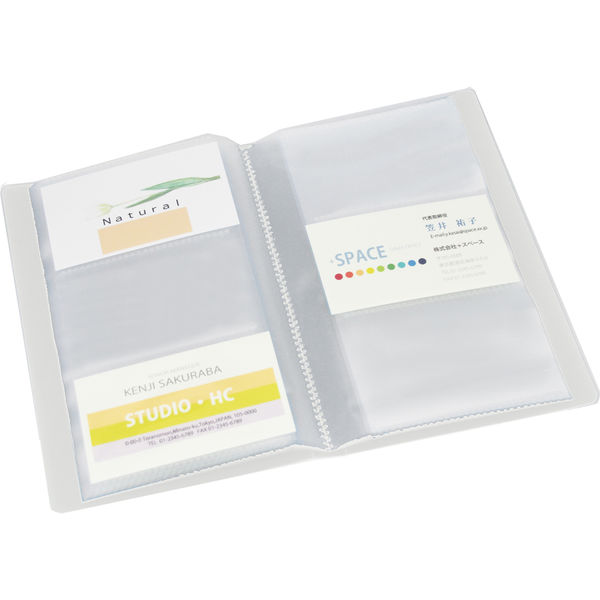シンプルカードホルダー ハンディ 120名用 クリア 82435 1セット（5冊